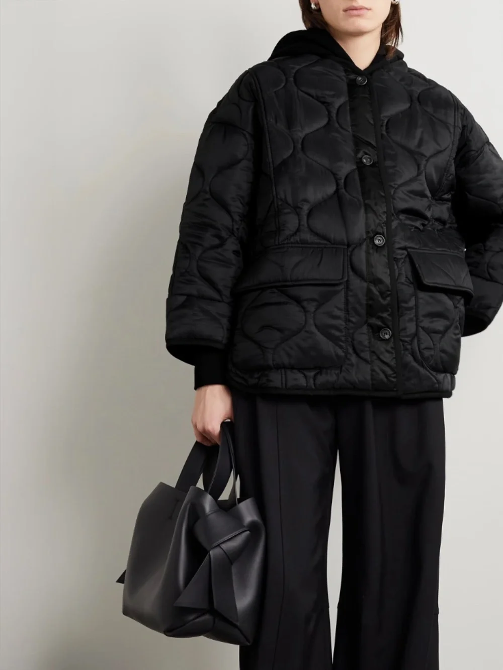 The Frankie Shop Teddy Quilted Jacket Black XS/S
